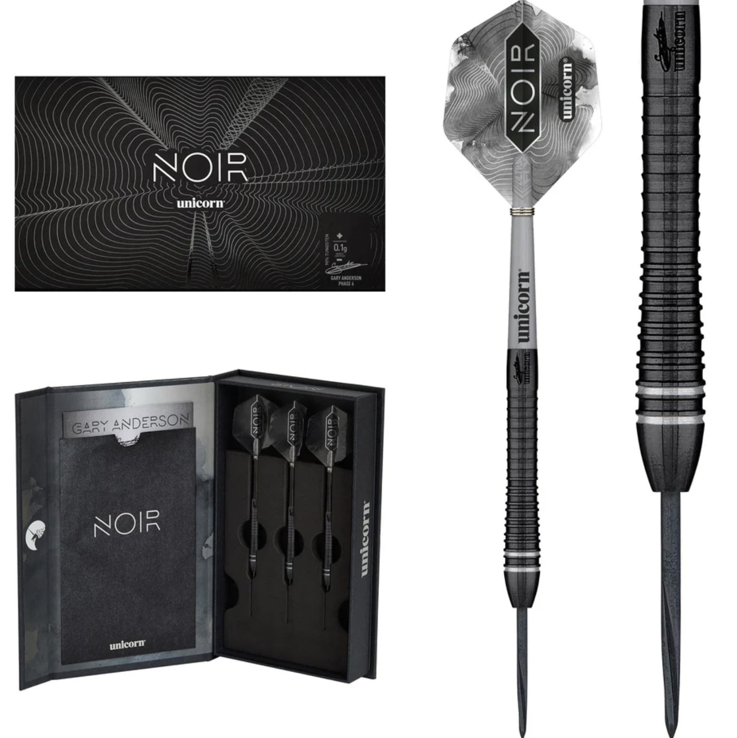 Gary Anderson Flying Scotsman - Phase 6 - Noir Organic - Steel Tip Darts Set