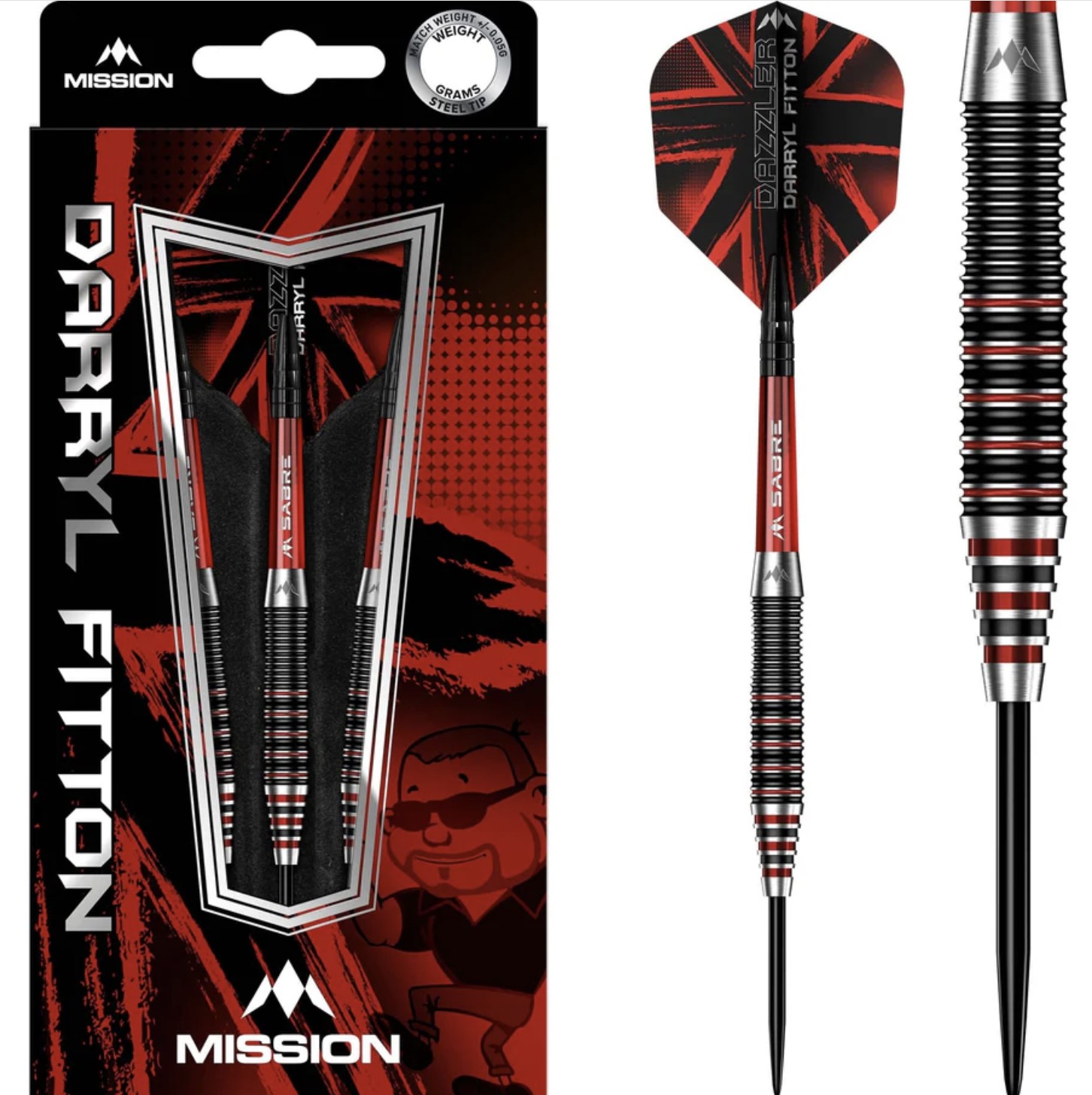 Mission - Darryl Fitton 'The Dazzler' 90% Tungsten Electro Red & Black Darts