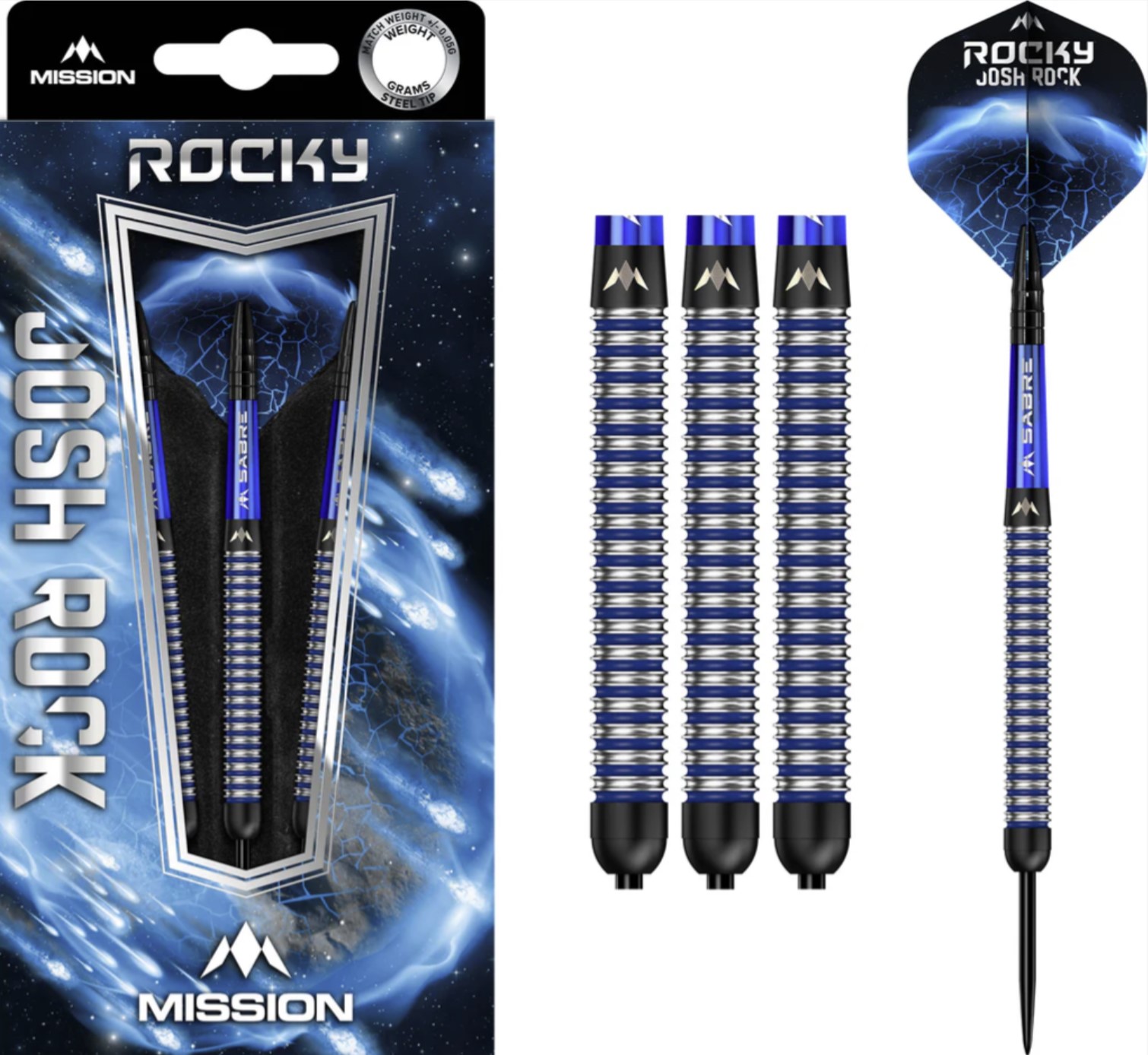 Mission - Josh Rock 'Rocky' V1 95% Black & Blue Darts